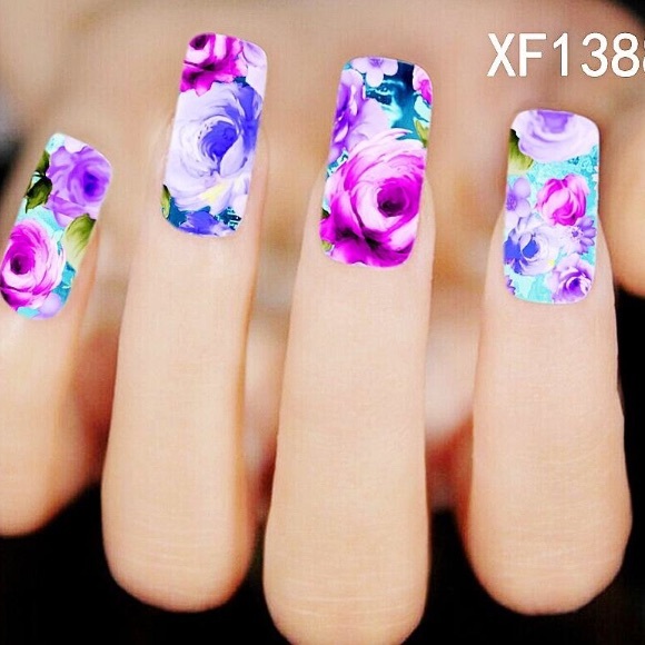 3/$12 NailArt Waterslide Tattoo Black/White Floral - Picture 5 of 7
